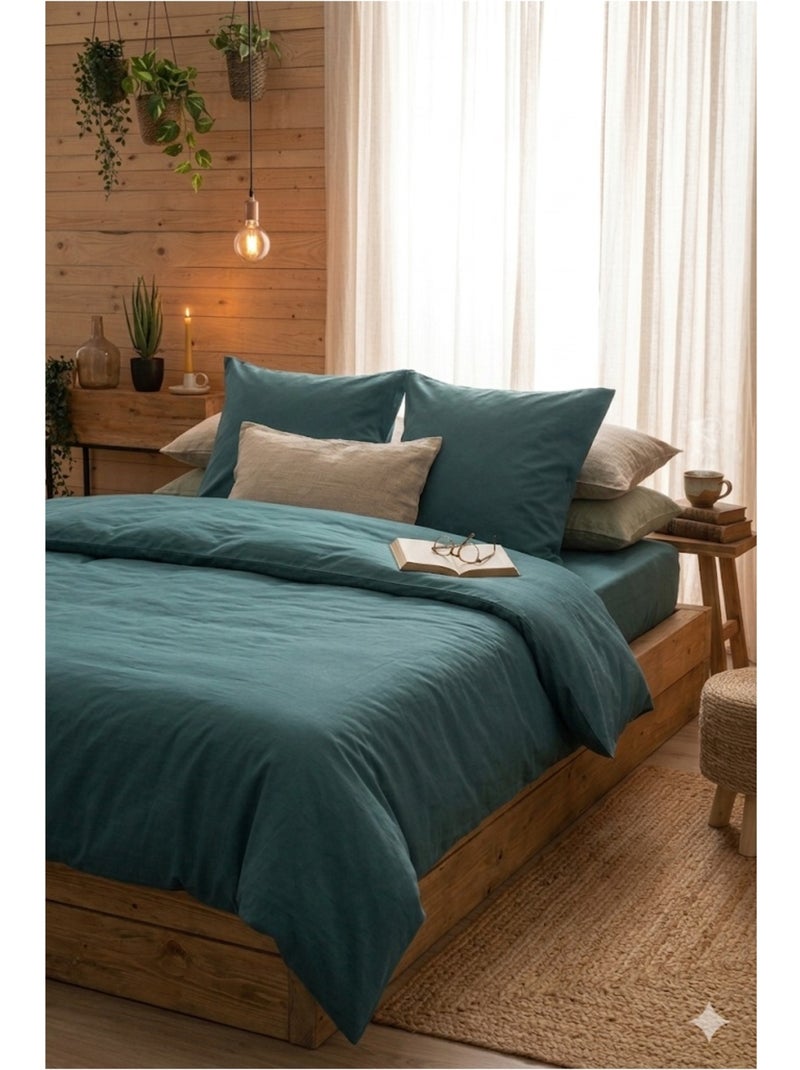 Housse de couette en coton uni Edenne Vert eucalyptus - Kiabi