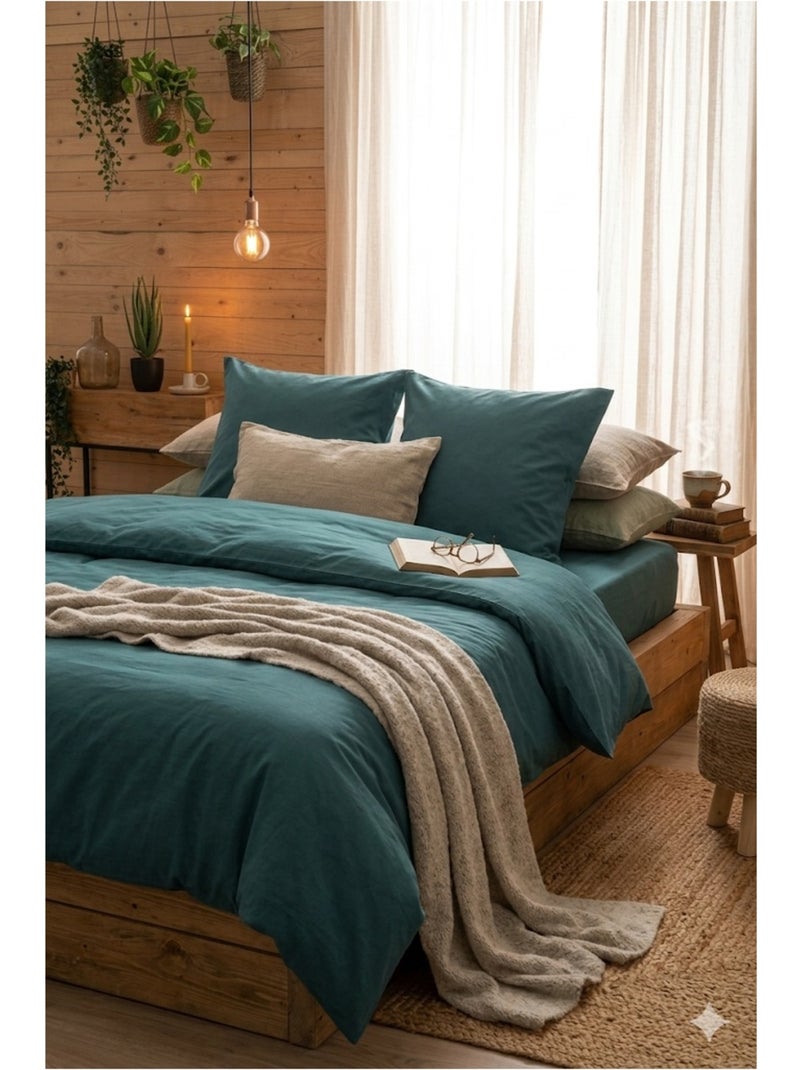 Housse de couette en coton uni Edenne Vert eucalyptus - Kiabi