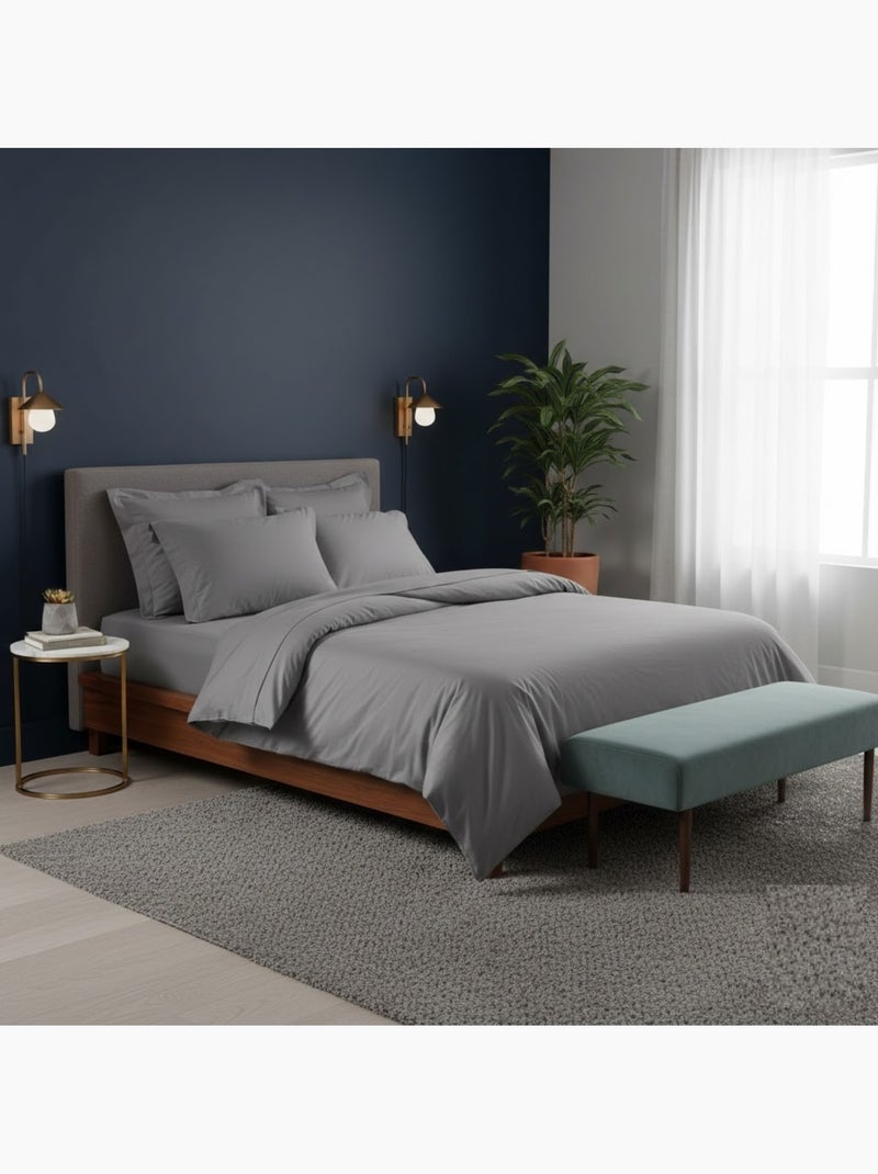 Housse de couette en coton uni Lina Gris souris - Kiabi