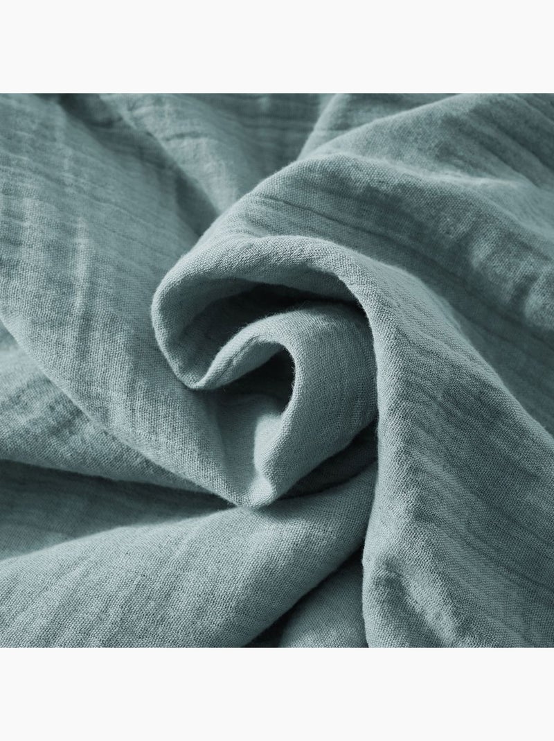 Couvre-lit Double Gaze De Coton - Bleu Canard - - 45.00