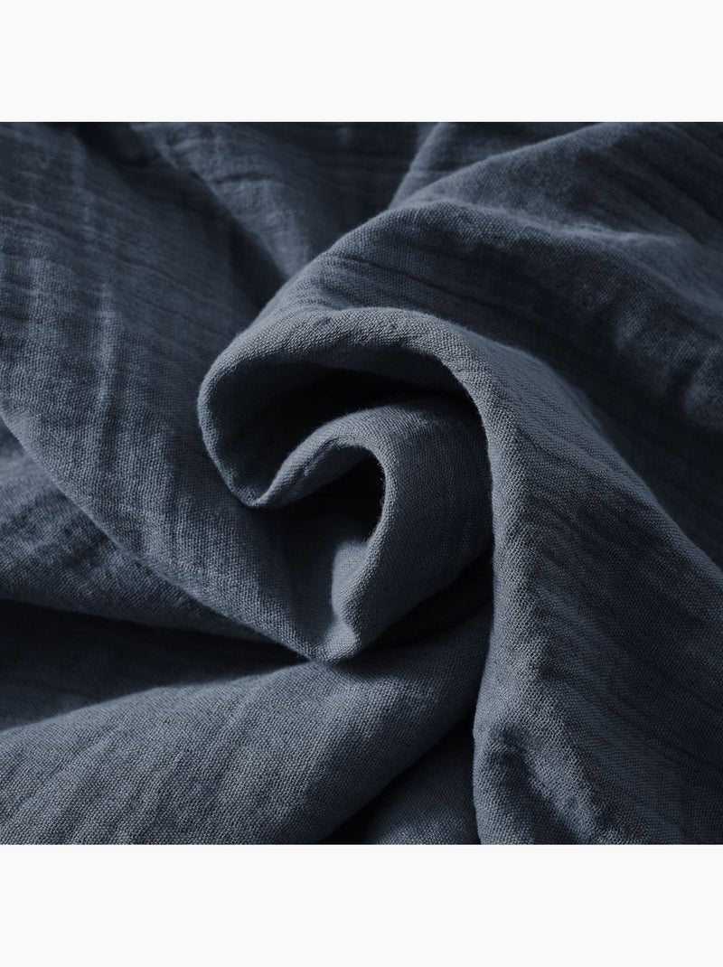 Housse de couette en double Gaze de coton Bleu nuit - Kiabi