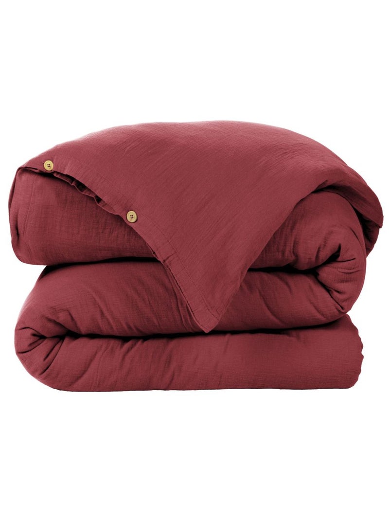 Housse de couette en double Gaze de coton Bordeaux - Kiabi
