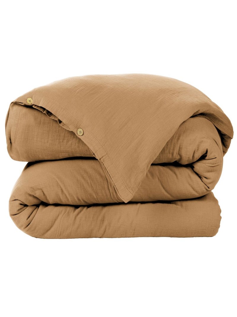 Housse de couette en double Gaze de coton Camel - Kiabi