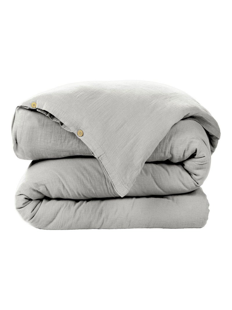 Housse de couette en double Gaze de coton Gris clair - Kiabi