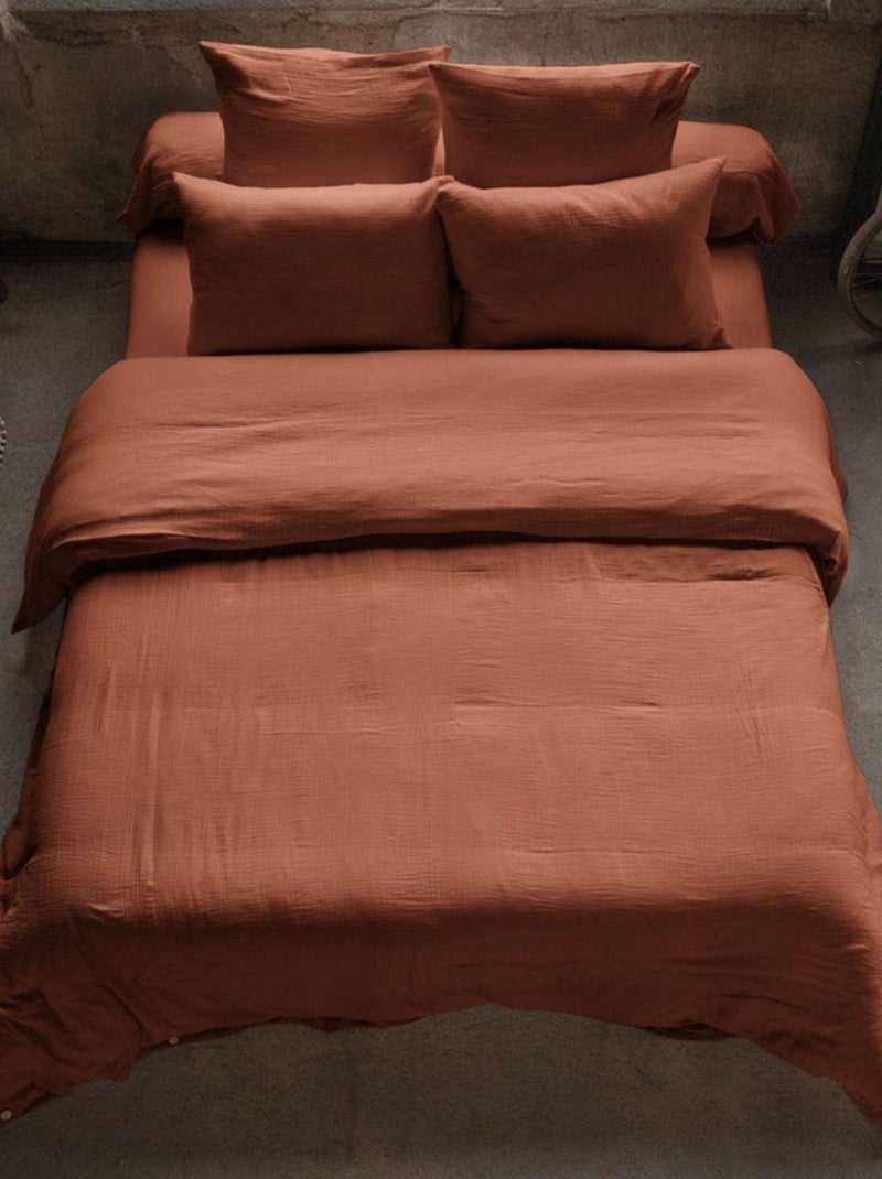 Housse de couette en double Gaze de coton Orange - Kiabi