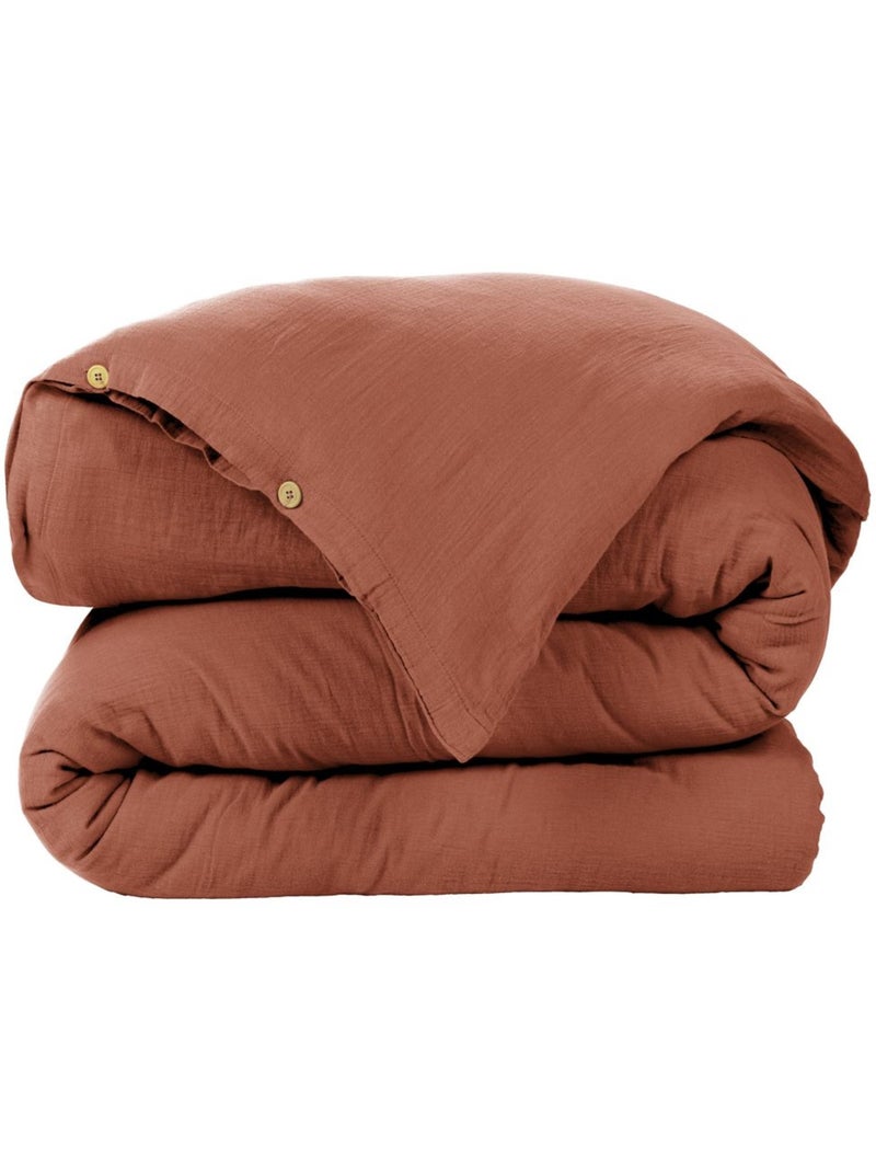 Housse de couette en double Gaze de coton Orange - Kiabi