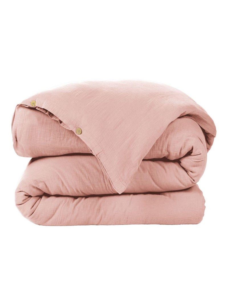 Housse de couette en double Gaze de coton Rose foncé - Kiabi