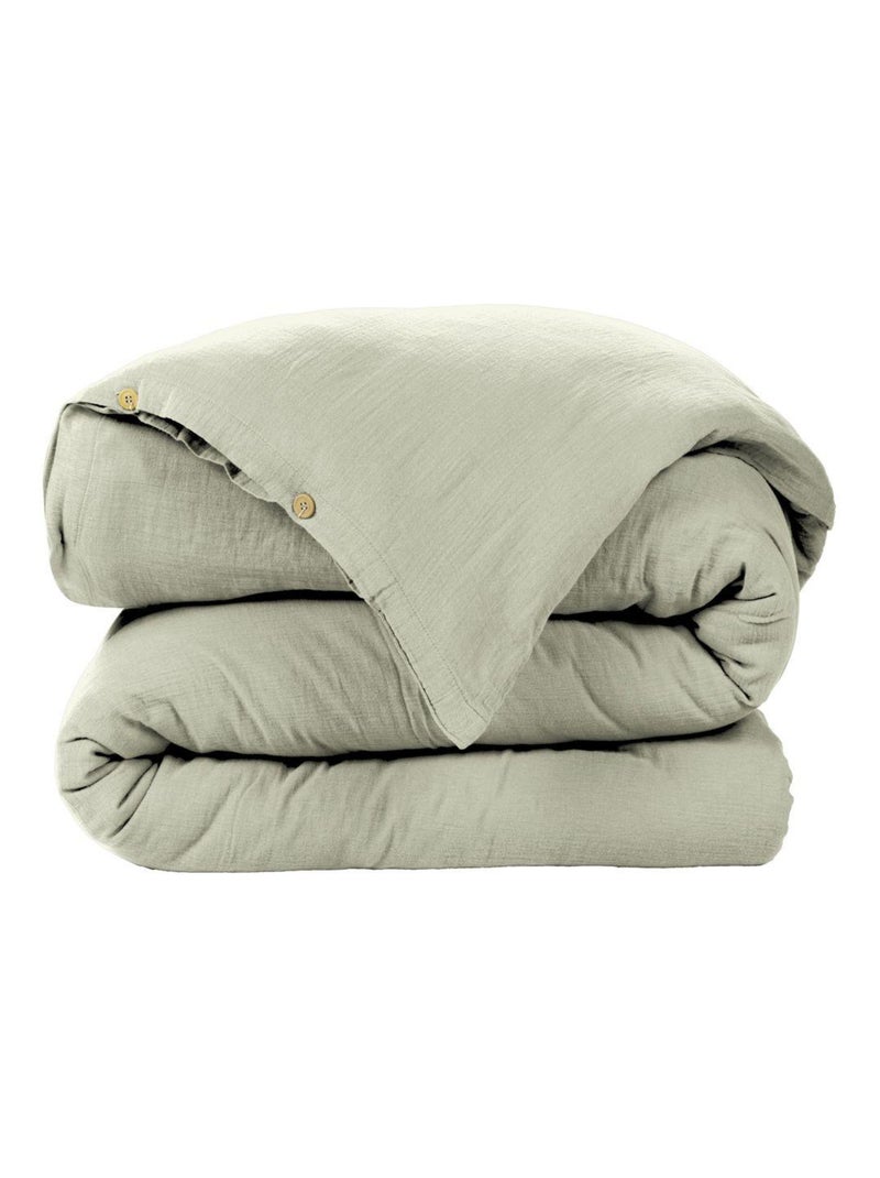 Housse de couette en double Gaze de coton Vert clair - Kiabi