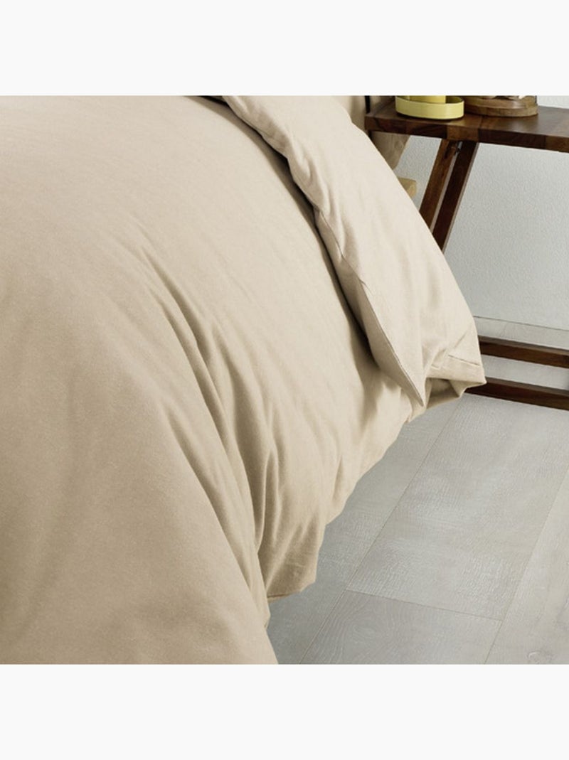 Housse de couette en Flanelle de Coton Beige - Kiabi