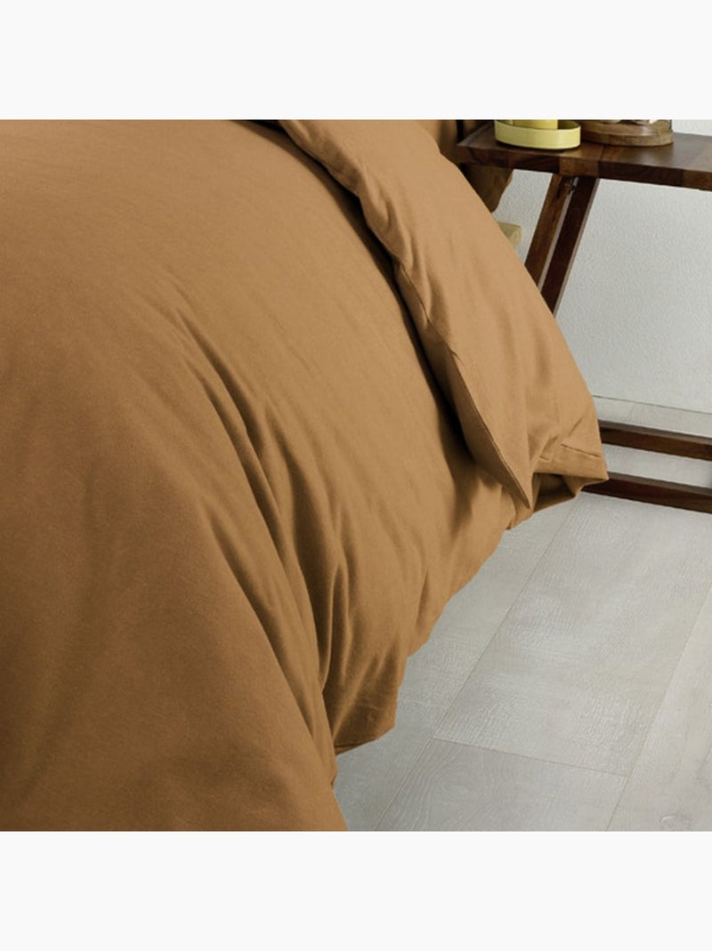 Housse de couette en Flanelle de Coton Camel - Kiabi