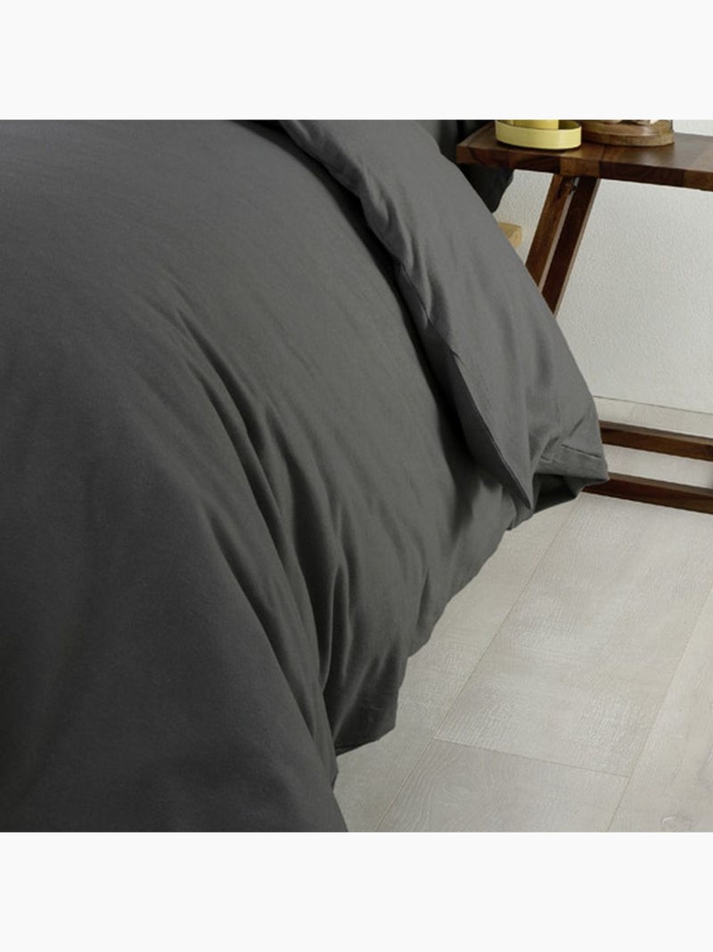 Housse de couette en Flanelle de Coton gris anthracite - Kiabi