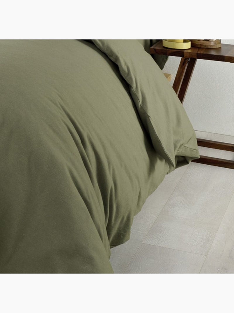 Housse de couette en Flanelle de Coton Kaki - Kiabi