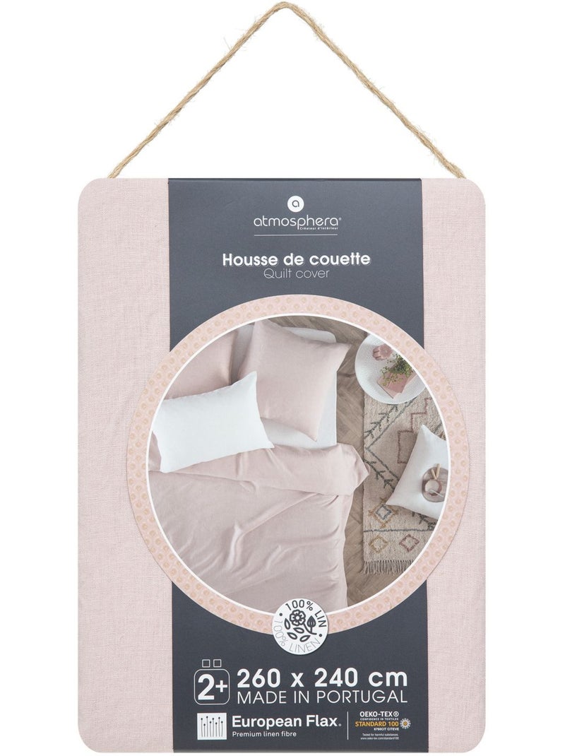 Housse de couette en lin lavé LINAH Rose - Kiabi