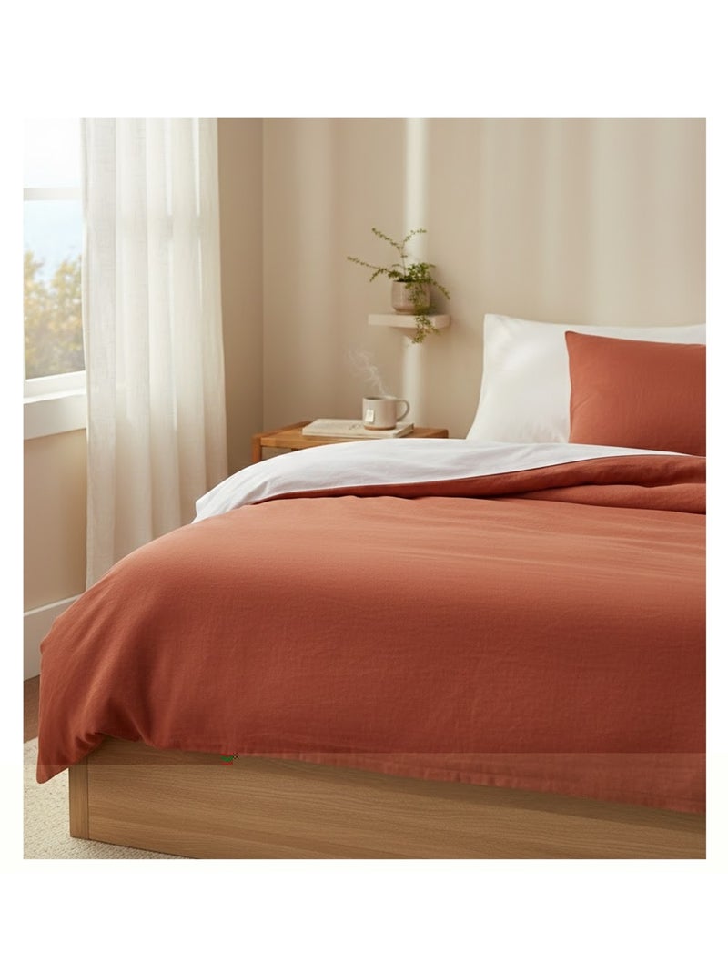 Housse de couette en lin lavé Parfait Orange - Kiabi