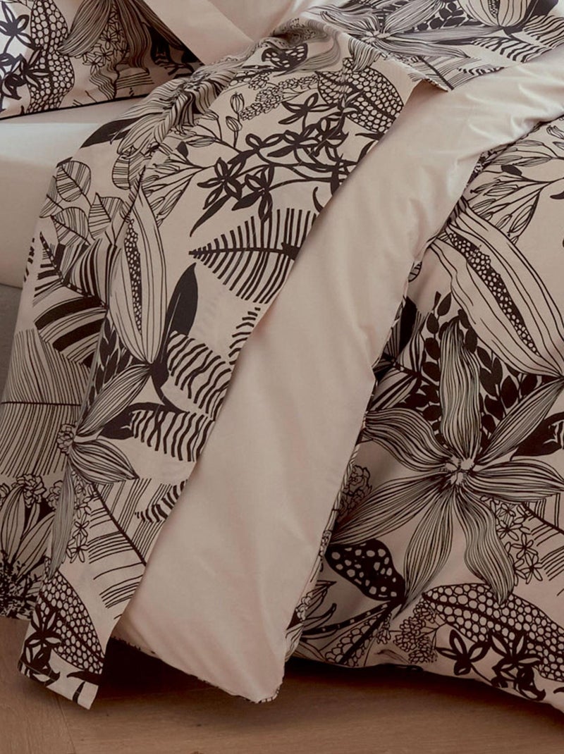 Housse de couette en percale aux impressions noires Beige - Kiabi