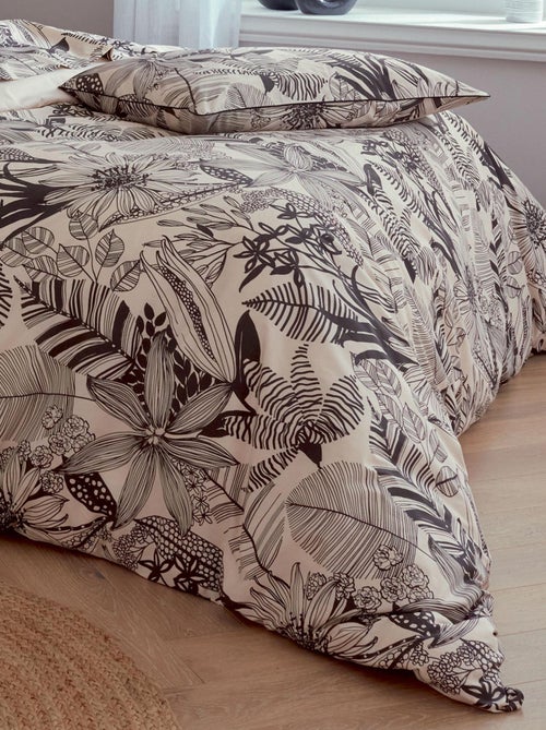 Housse de couette en percale aux impressions noires - Kiabi