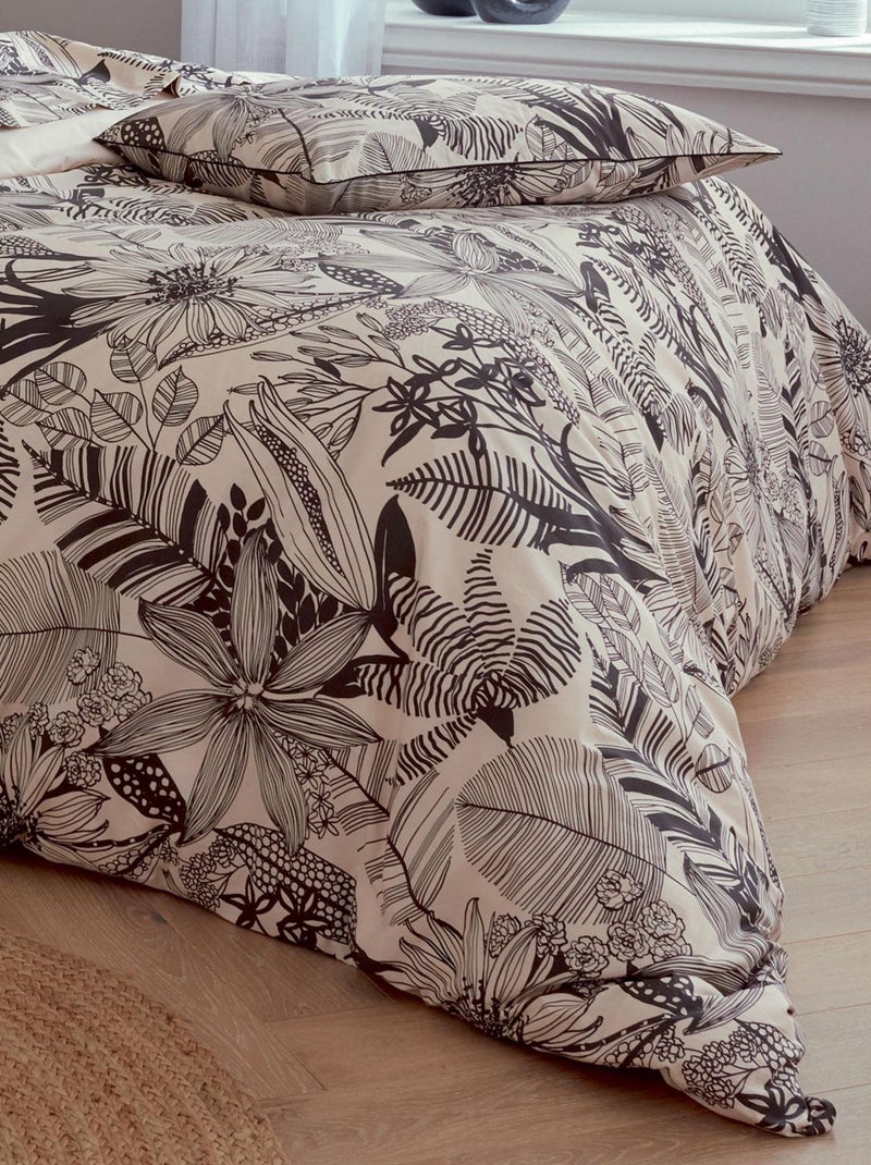 Housse de couette en percale aux impressions noires Beige - Kiabi