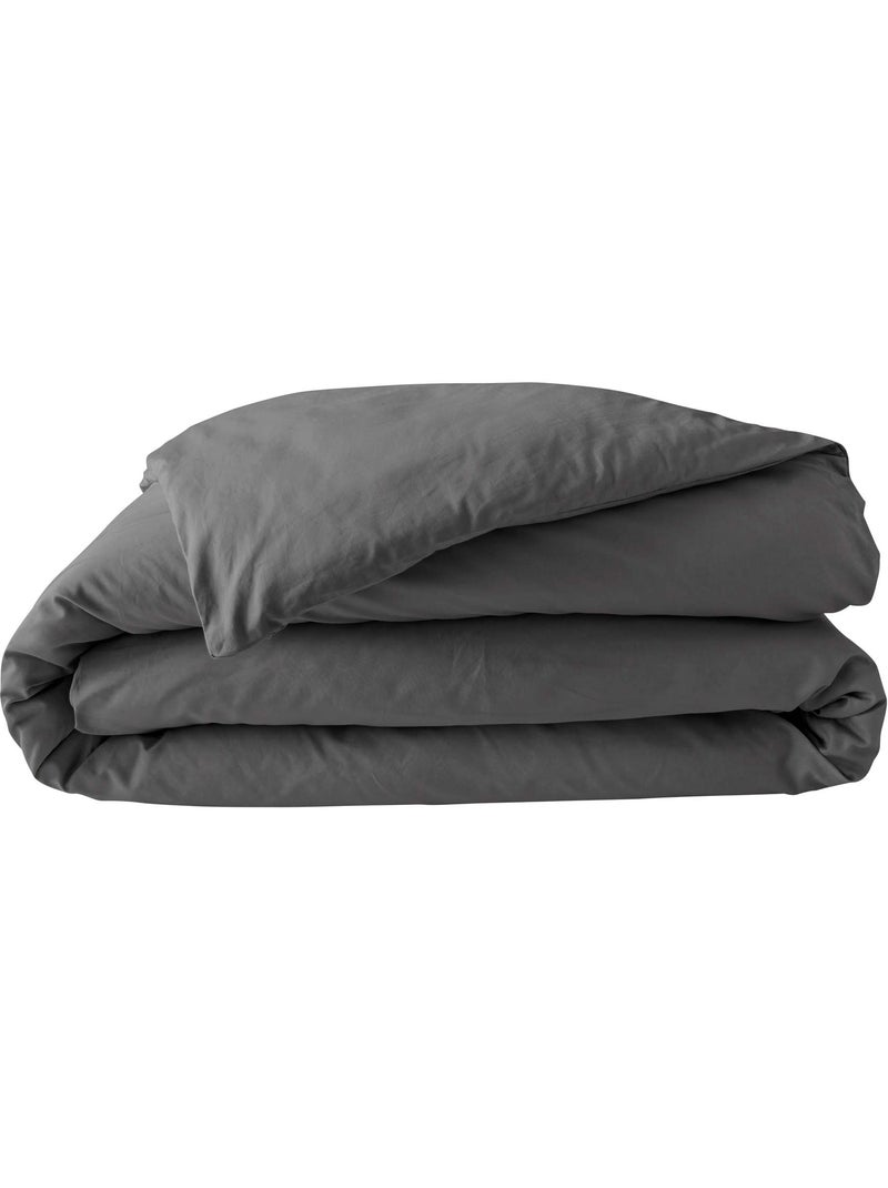 Housse de Couette en Percale de Coton - Douceur et Élégance Gris Acier - Kiabi