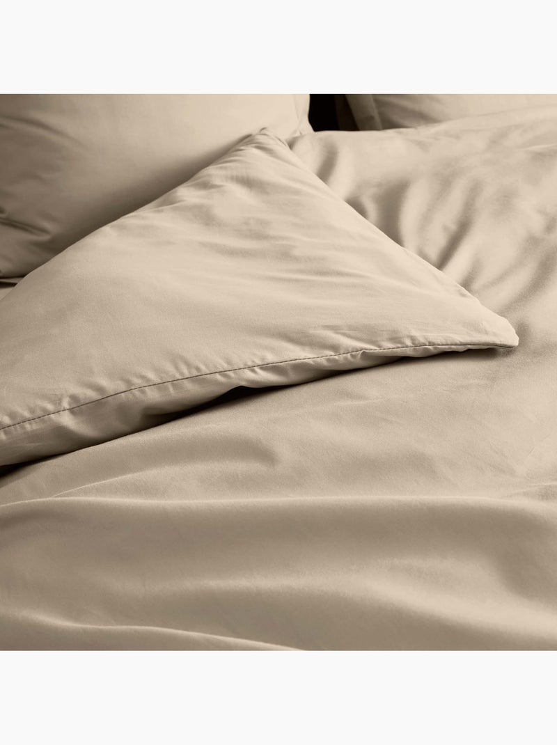 Housse de Couette en Percale de Coton - Douceur et Élégance Sable - Kiabi