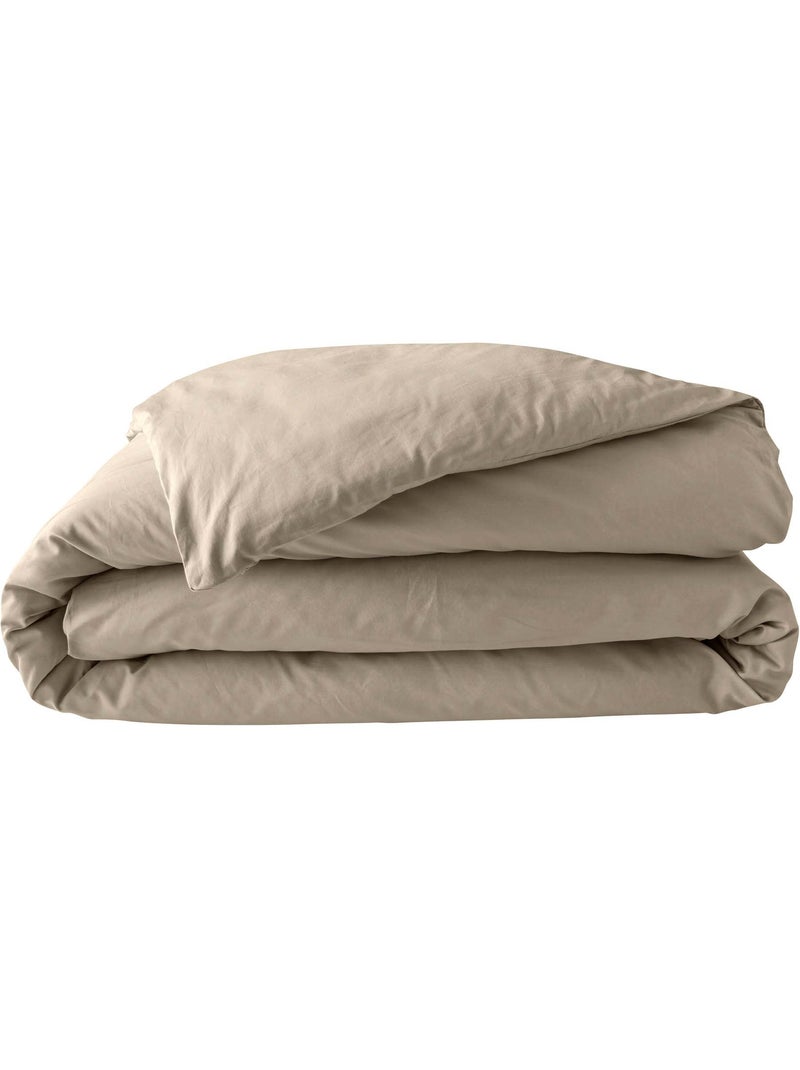 Housse de Couette en Percale de Coton - Douceur et Élégance Sable - Kiabi
