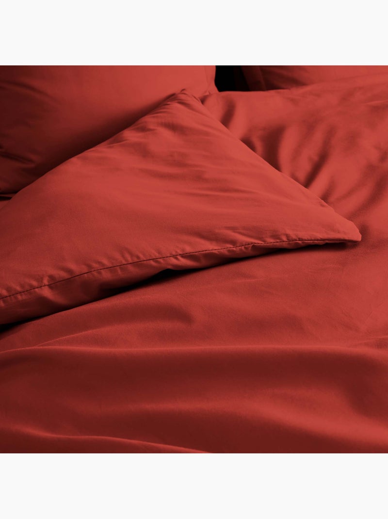 Housse de Couette en Percale de Coton - Douceur et Élégance Tomette - Kiabi