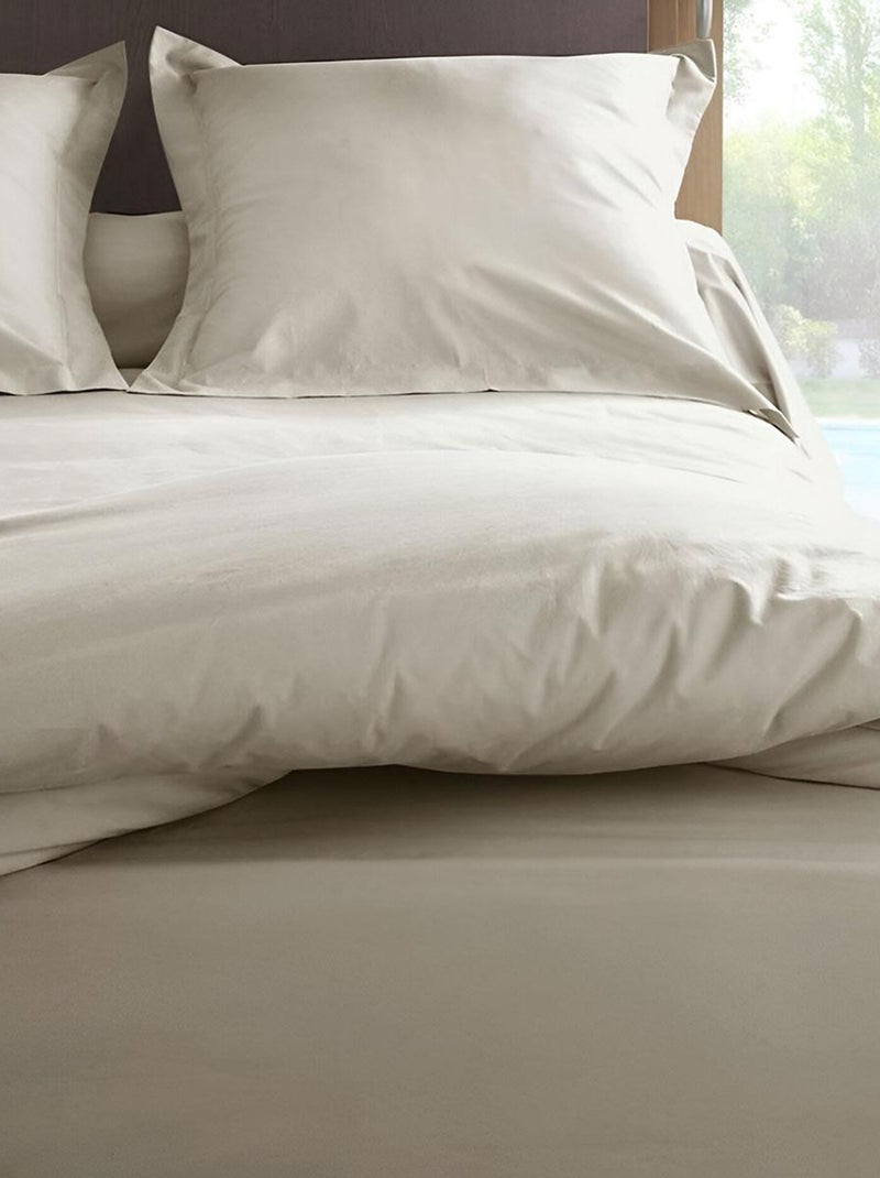 Housse de couette en percale de coton 80 fils Beige - Kiabi