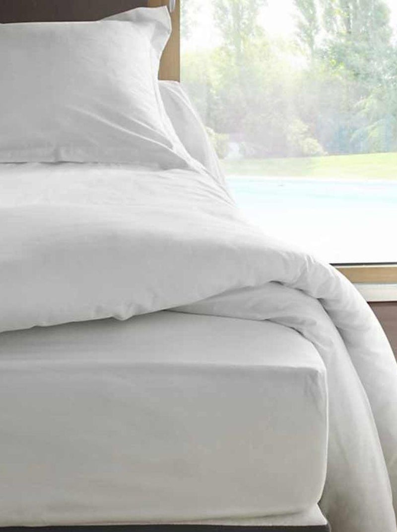 Housse de couette en percale de coton 80 fils Blanc - Kiabi