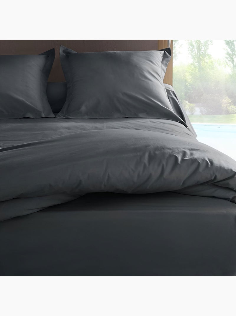 Housse de couette en percale de coton 80 fils Gris - Kiabi