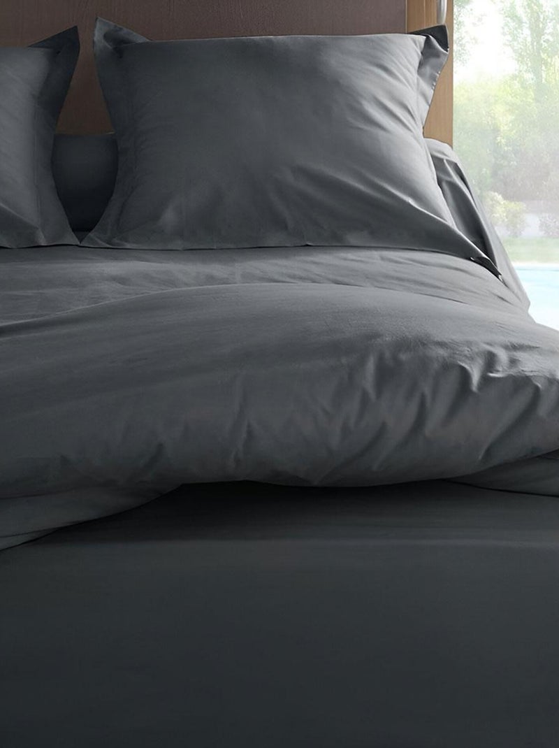 Housse de couette en percale de coton 80 fils Gris foncé - Kiabi