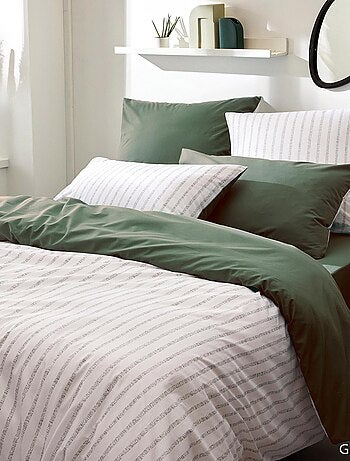 Housse de couette en percale de coton à rayures