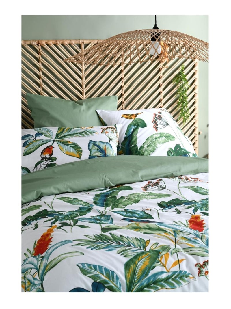 Housse de couette en percale de coton Arupana exotique Vert - Kiabi