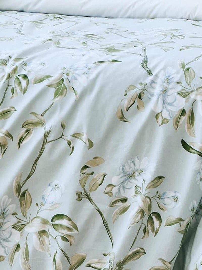 Housse de couette en percale de coton au style anglais Bleu céladon - Kiabi