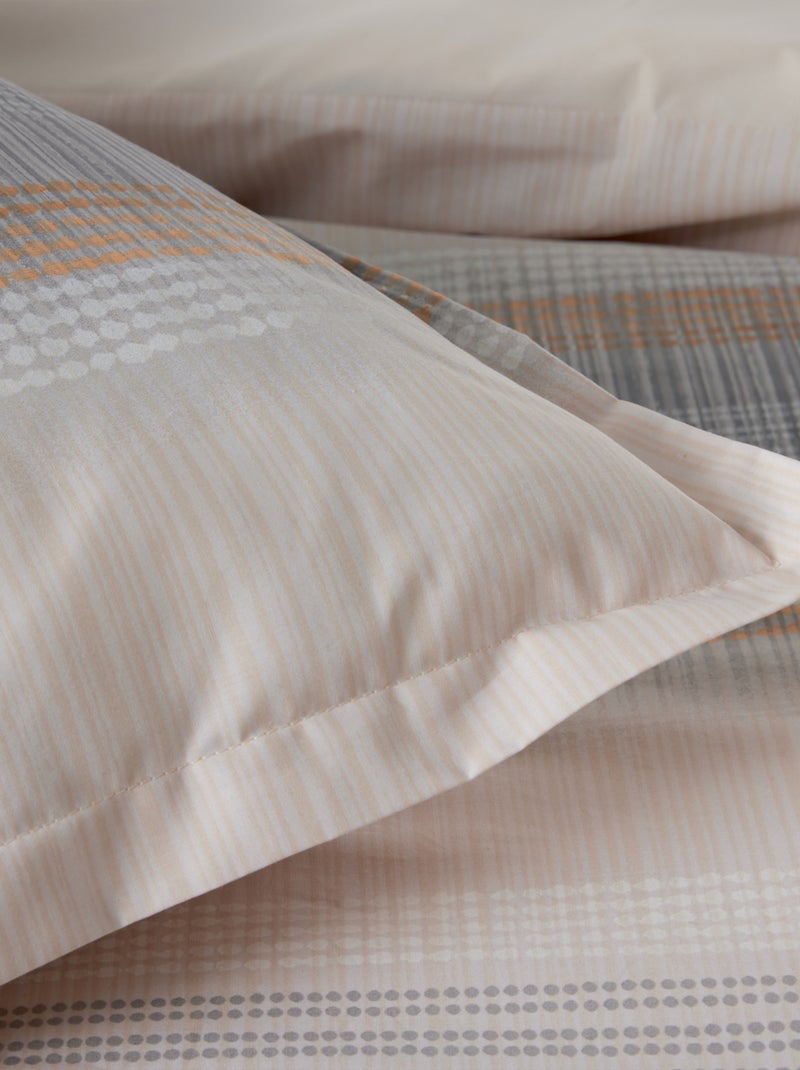 Housse de couette en percale de coton dégradé rayé Beige - Kiabi