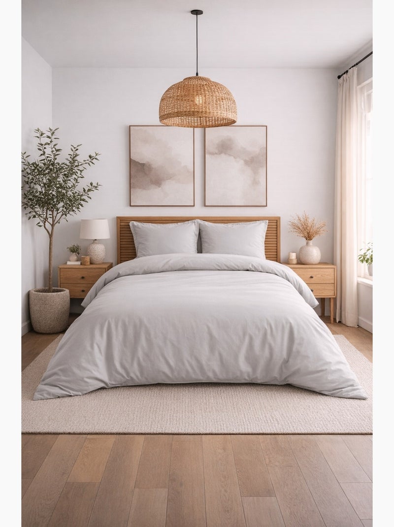 Housse de couette en percale de coton Gris clair - Kiabi