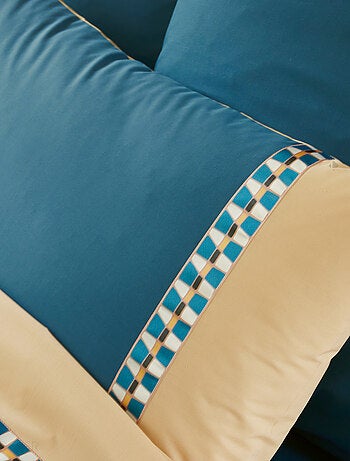 Housse de couette en percale de coton LINOA bleu cobalt