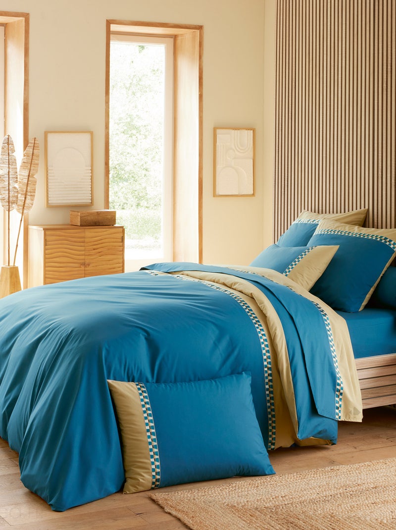 Housse de couette en percale de coton LINOA bleu cobalt Bleu cobalt - Kiabi