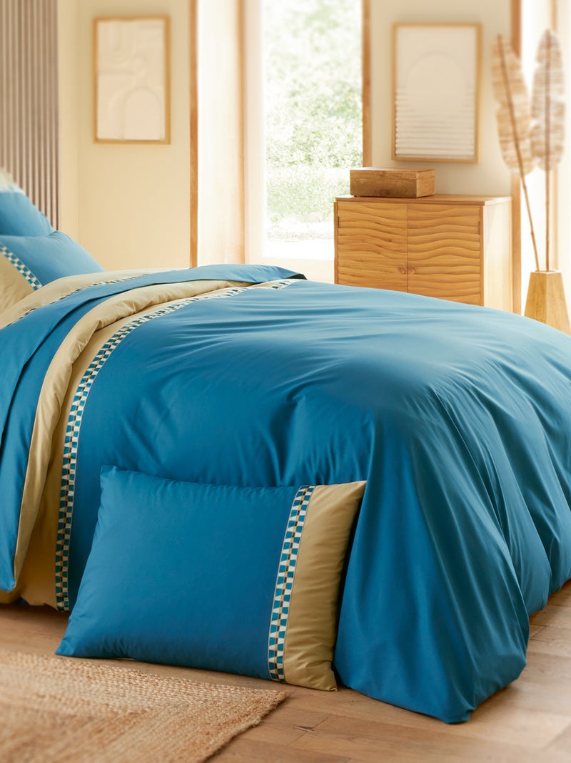 Housse de couette en percale de coton LINOA bleu cobalt Bleu cobalt - Kiabi