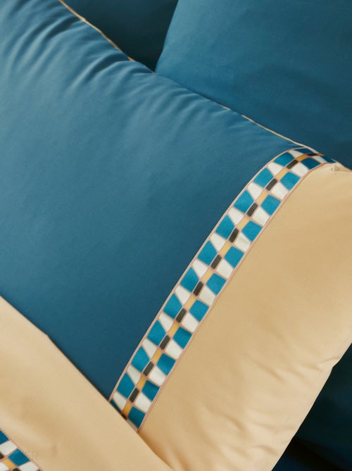 Housse de couette en percale de coton LINOA bleu cobalt - Kiabi