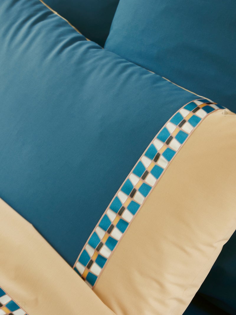 Housse de couette en percale de coton LINOA bleu cobalt Bleu cobalt - Kiabi