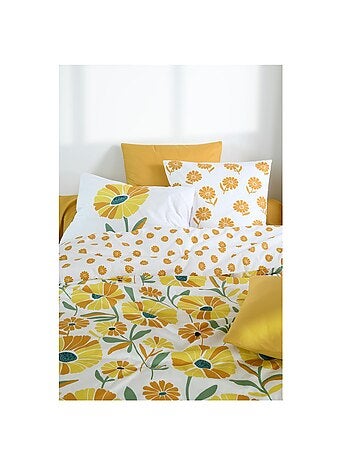 Housse de couette en percale de coton motif floral