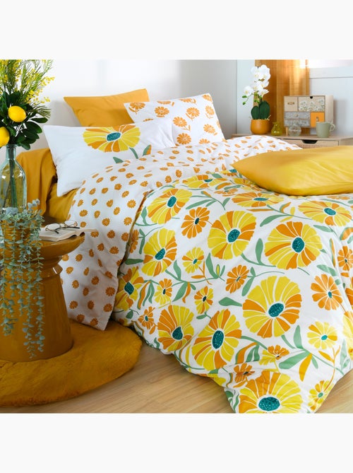 Housse de couette en percale de coton motif floral - Kiabi