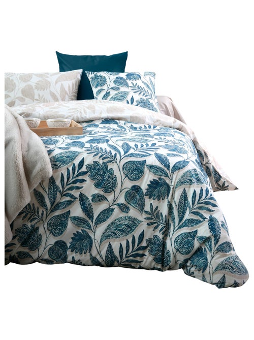 Housse de couette en percale de coton motif vegetal - Kiabi