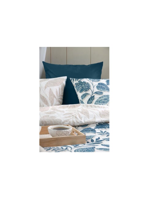 Housse de couette en percale de coton motif vegetal - Kiabi