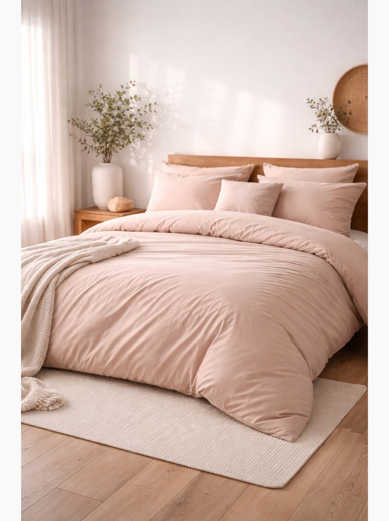 Housse de couette en percale de coton Rose - Kiabi