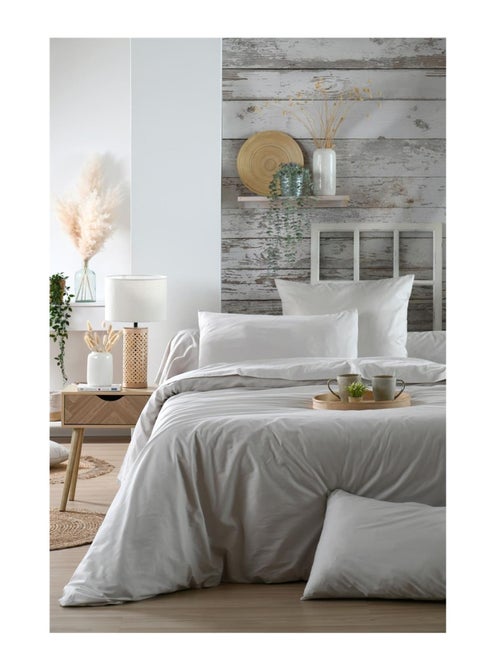 Housse de couette en percale de coton uni - Kiabi