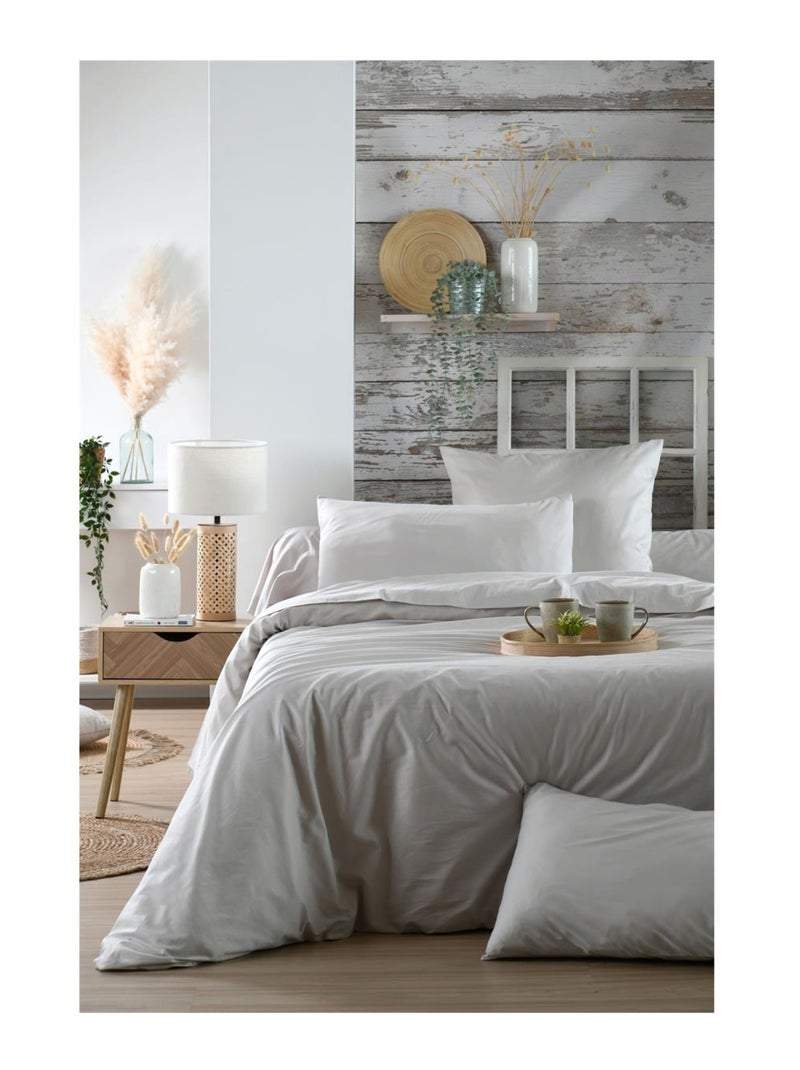 Housse de couette en percale de coton uni Beige - Kiabi