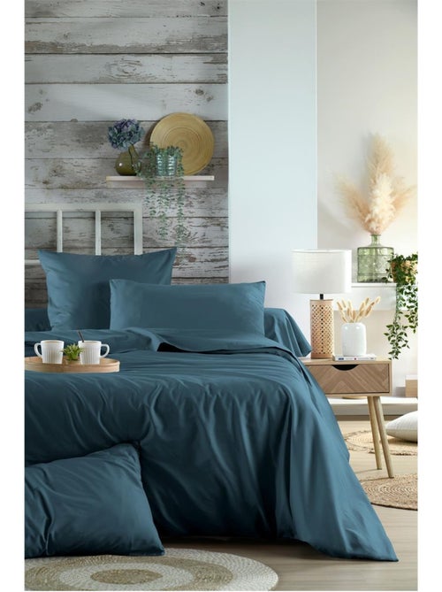 Housse de couette en percale de coton uni - Kiabi