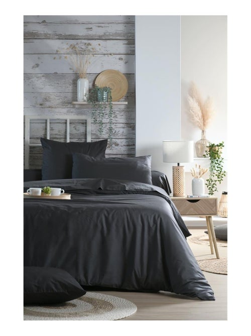 Housse de couette en percale de coton uni - Kiabi