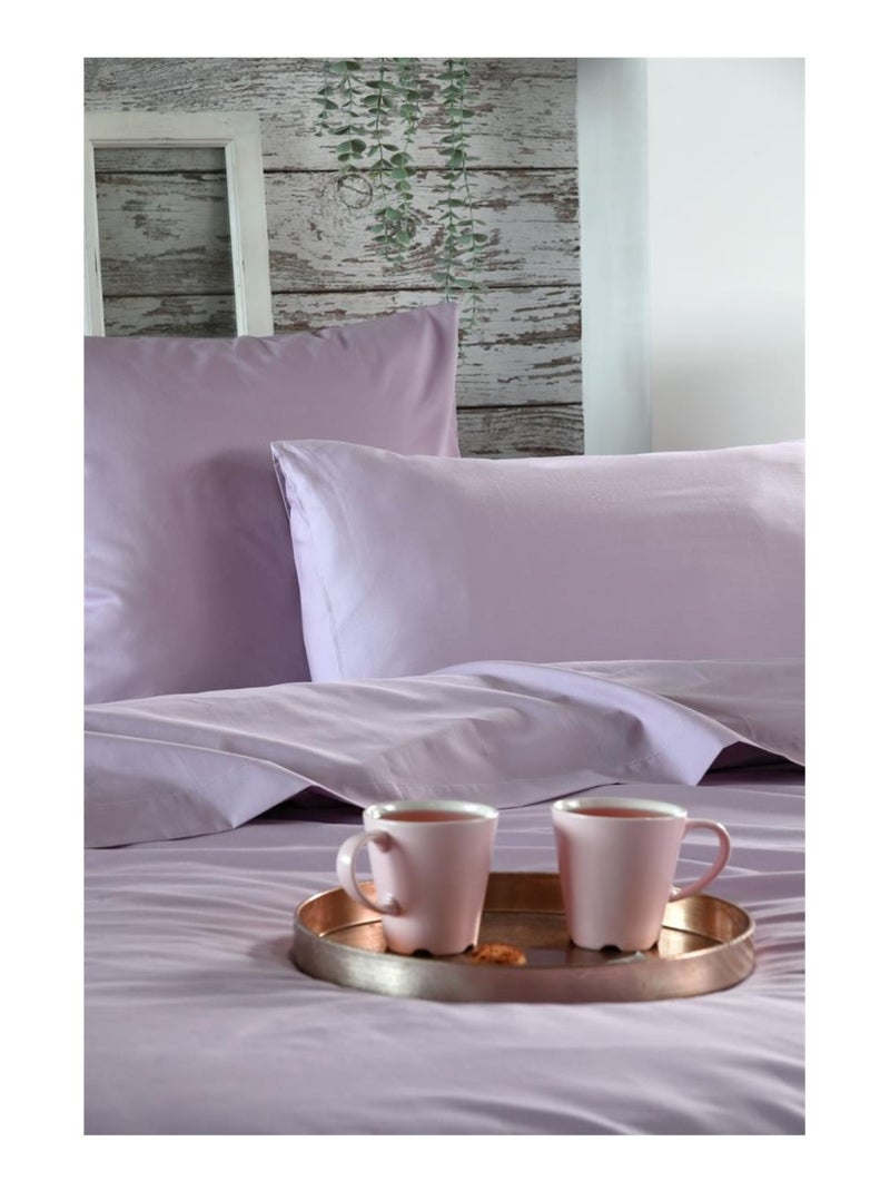 Housse de couette en percale de coton uni Violet - Kiabi