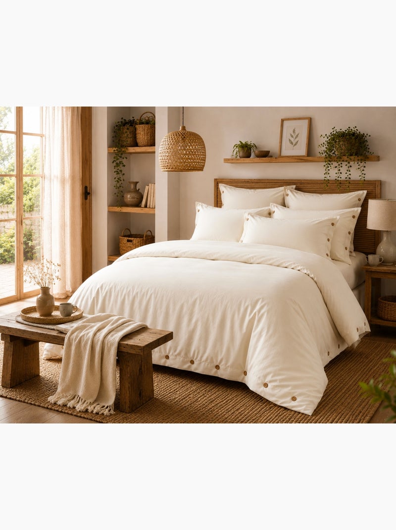 Housse de couette en percale Perrine Beige - Kiabi